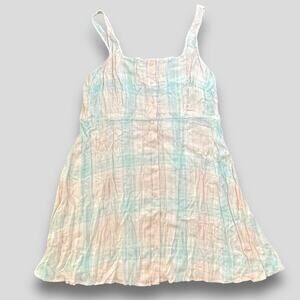 ABOUND PLAID NWOT BOHO RAYON BUTTON DOWN DRESS PINK GREEN 2X